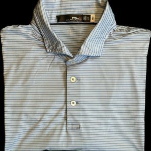 Ralph Lauren RLX Polo Men's XL Performance Lightweight Golf Shirt Blue Stripes